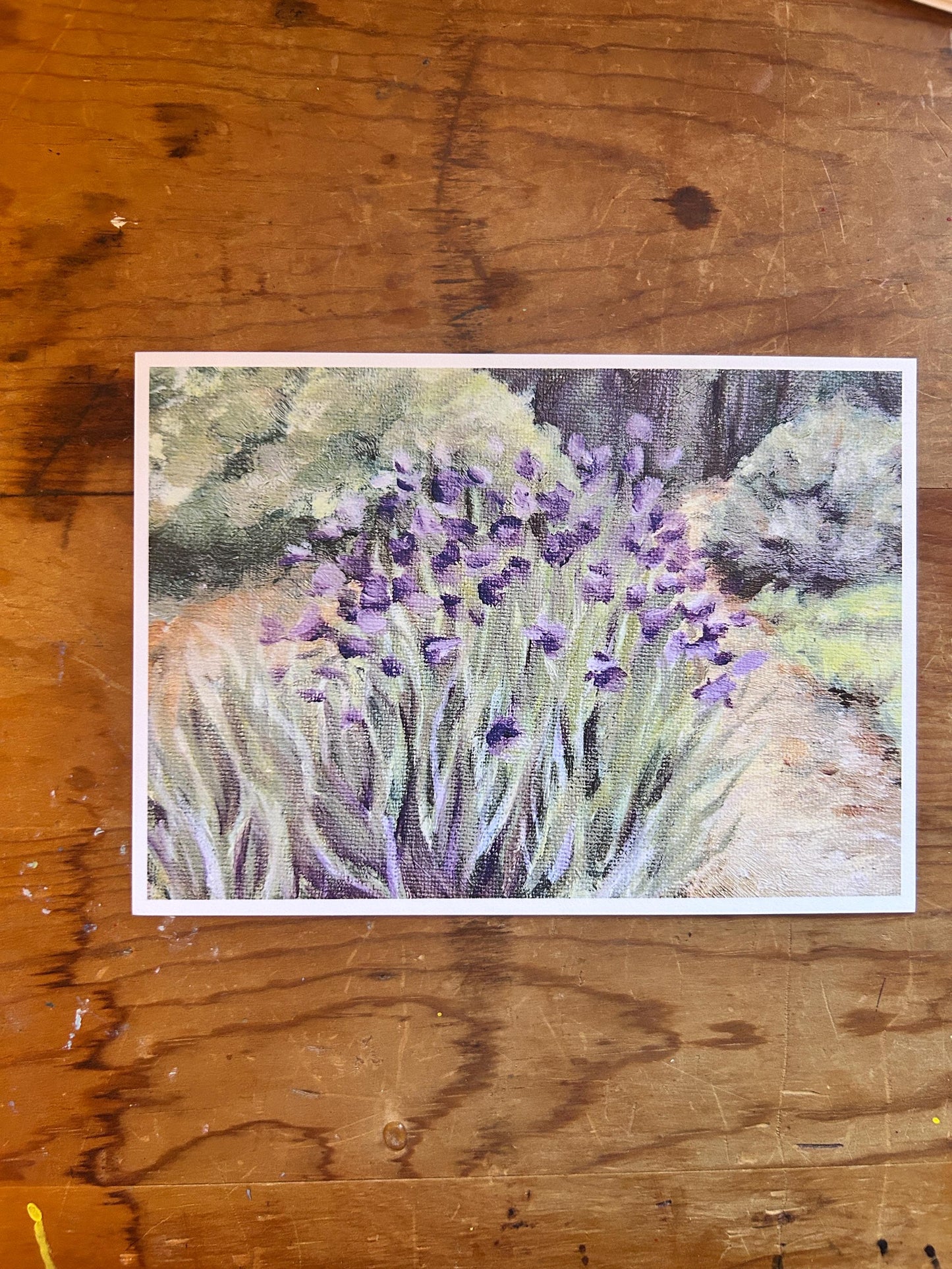 “Iris Scene” Impressionist Art Print: Monet-Inspired Floral Oil Painting