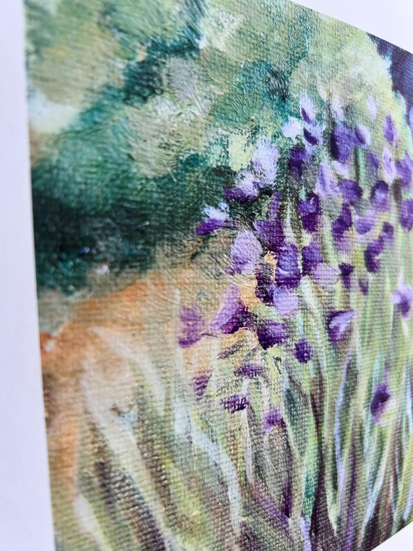 “Iris Scene” Impressionist Art Print: Monet-Inspired Floral Oil Painting
