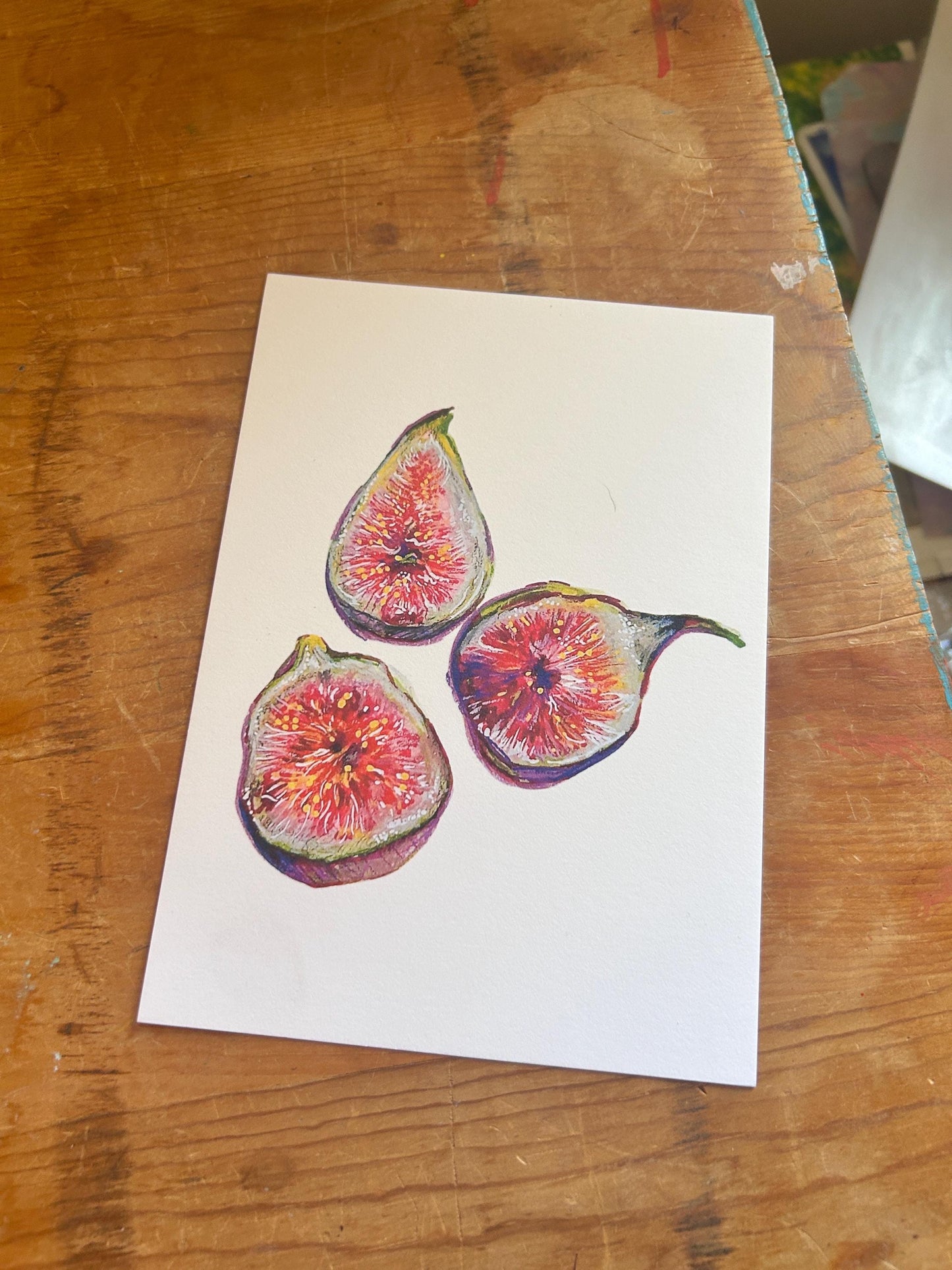“Figs Pt. 1” Art Print: Hand-Drawn Colored Pencil Botanical Illustration