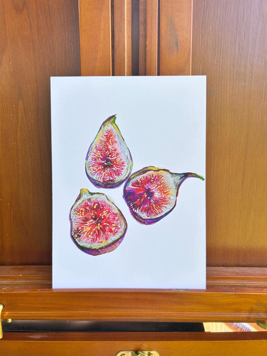 “Figs Pt. 1” Art Print: Hand-Drawn Colored Pencil Botanical Illustration