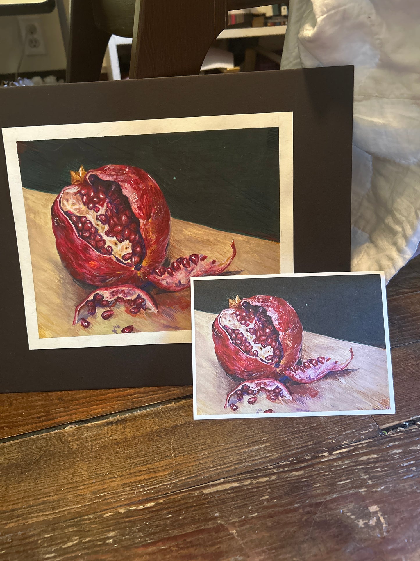 “Persephone’s Table” Pomegranate Art Print: Hand-Drawn Colored Pencil Botanical Illustration