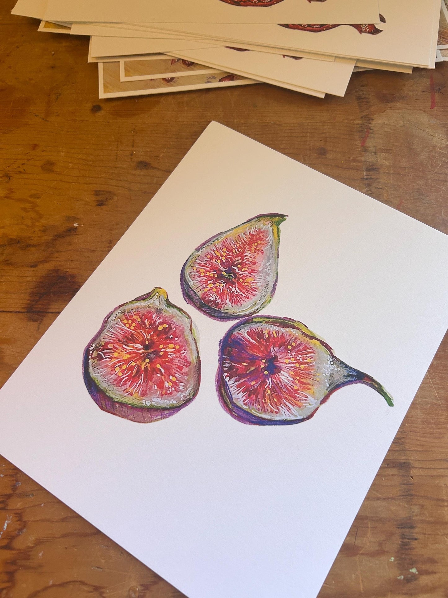 “Figs Pt. 1” Art Print: Hand-Drawn Colored Pencil Botanical Illustration