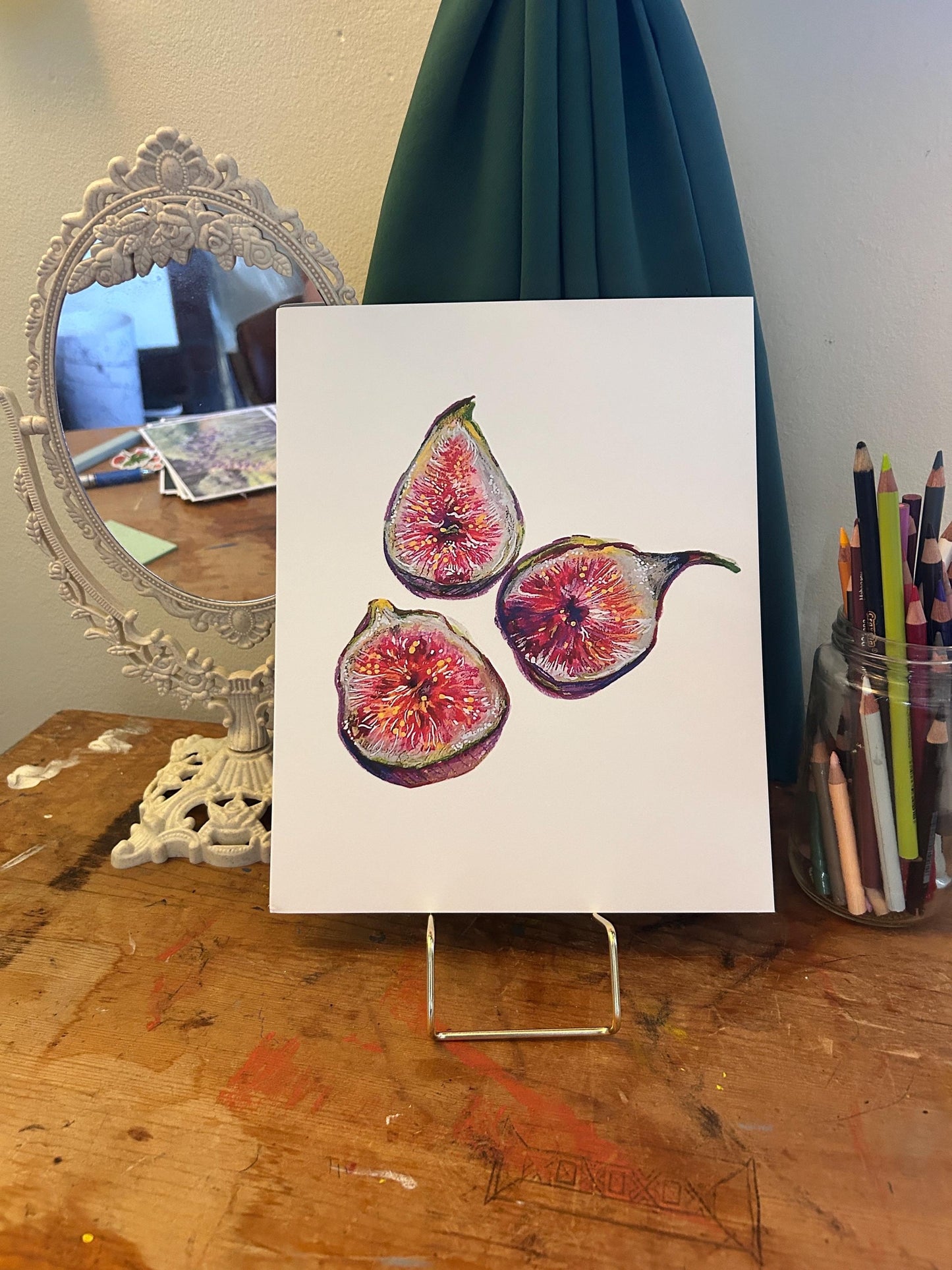 “Figs Pt. 1” Art Print: Hand-Drawn Colored Pencil Botanical Illustration