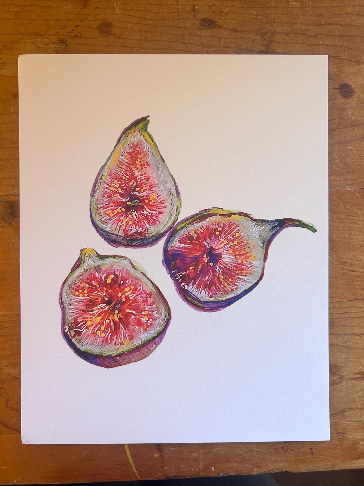 “Figs Pt. 1” Art Print: Hand-Drawn Colored Pencil Botanical Illustration